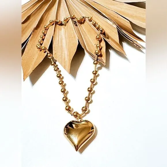 Gold heart necklace M322 - Picture 4 of 5